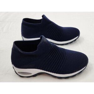 STQ Slip On Breathe Mesh Walking Shoes Womens Size 8 Navy Sneakers Comfort